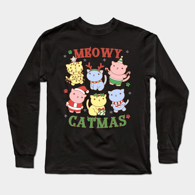 Kawaii Meowy Catmas Long Sleeve T-Shirt by Sugoi Otaku Gifts